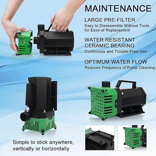 Miniatura 5 de BARST Bomba de agua sumergible de 150 W, bomba de estanque de alto flujo con cable de alimentación de 25 pies, bomba de fuente para cascada,