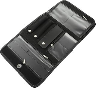 Foldable Jewelry Storage Roll Bag Black Lightweight Travel Organizer Pouch for Necklaces Earrings Rings Bracelets Portable Jewelry Holder
