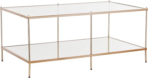 SEI Furniture Knox Glam - Mesa auxiliar de 2 niveles, color dorado, 42.25 pulgadas de ancho x 24 pulgadas de profundidad x 19 pulgadas de alto