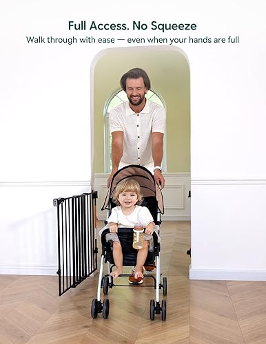 Miniatura 3 de BABELIO Puerta extra ancha para bebéperro de 29 a 49 pulgadas, cierre automático de metal, puerta para mascotas montada a presión para puertas, sin