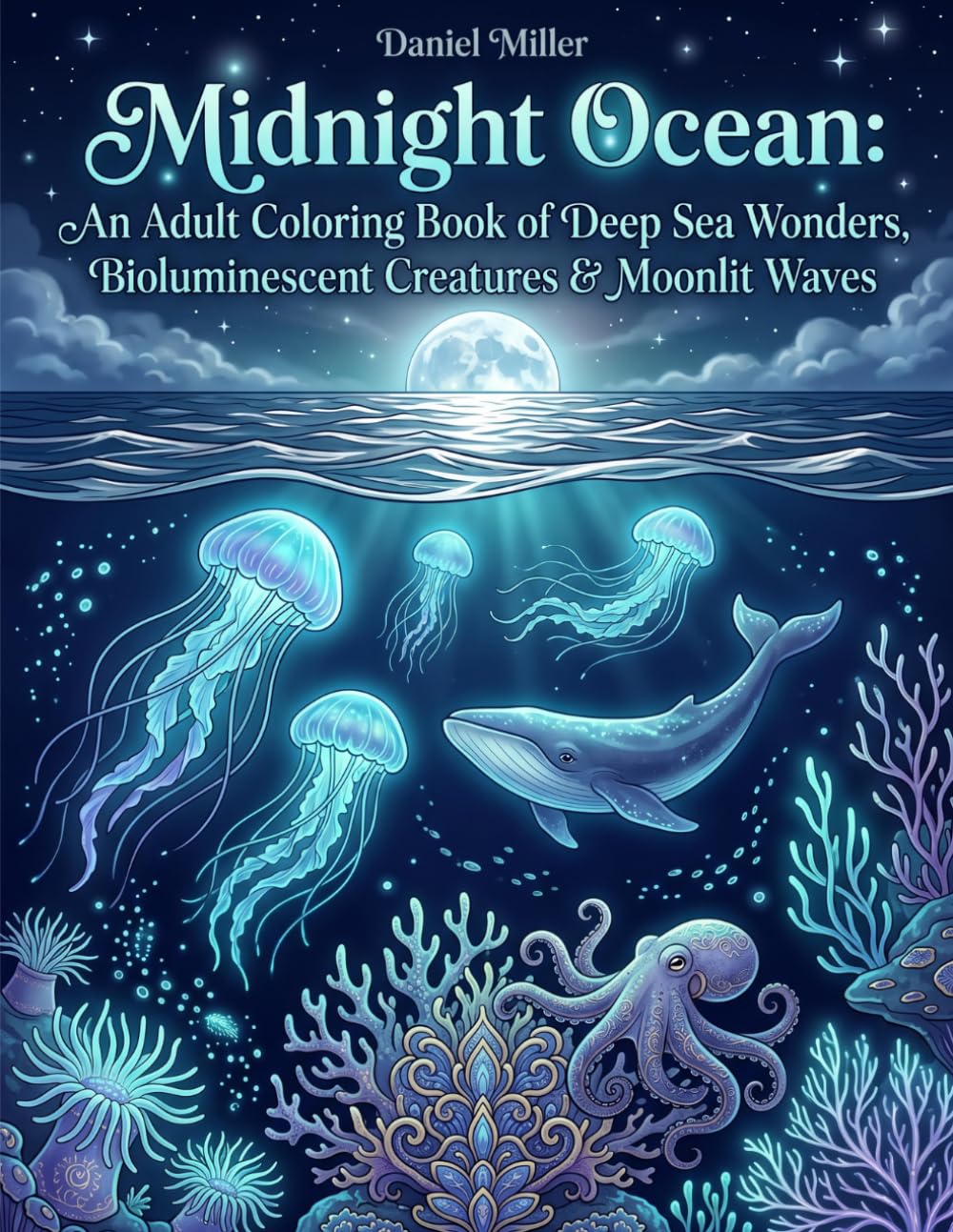 Midnight Ocean: An Adult Coloring Book of Deep Sea Wonders, Bioluminescent Creatures & Moonlit Waves: 50 Bold and Easy Underwater Illustrations ... & Dreamy Deep Sea Designs for Relaxation