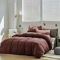 Vista 416 de CLOTHKNOW Juego de edredón de 3 piezas de color marrón caramelo, tamaño individual/individual XL, color terracota suave, color óxido con 2 fundas