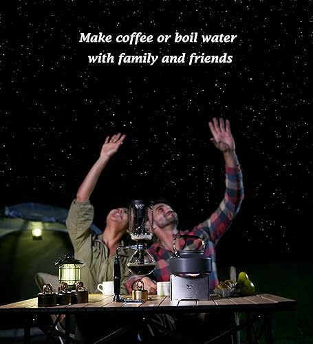 Miniatura 8 de UJU Juego de estufa portátil de alcohol para acampar con parabrisas, bolsa de almacenamiento, 2 botellas de líquido, soporte estable, resistente al