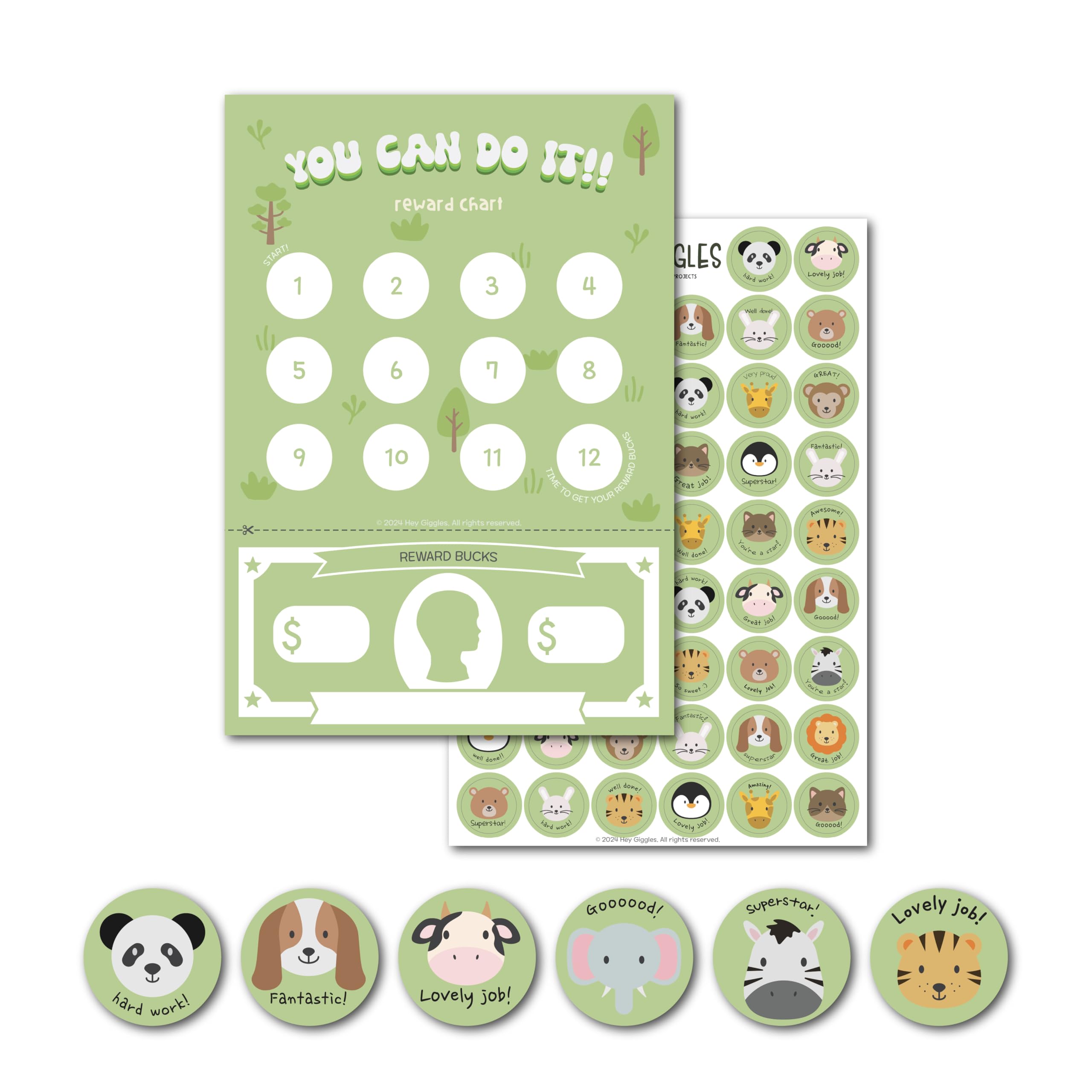 HEYGIGGLES Reward Chart for Kids, Incentive Behavior Chart for Kids at Home, Learning Resources, Toy Money Included. Chore Chart for Kids, Sticker