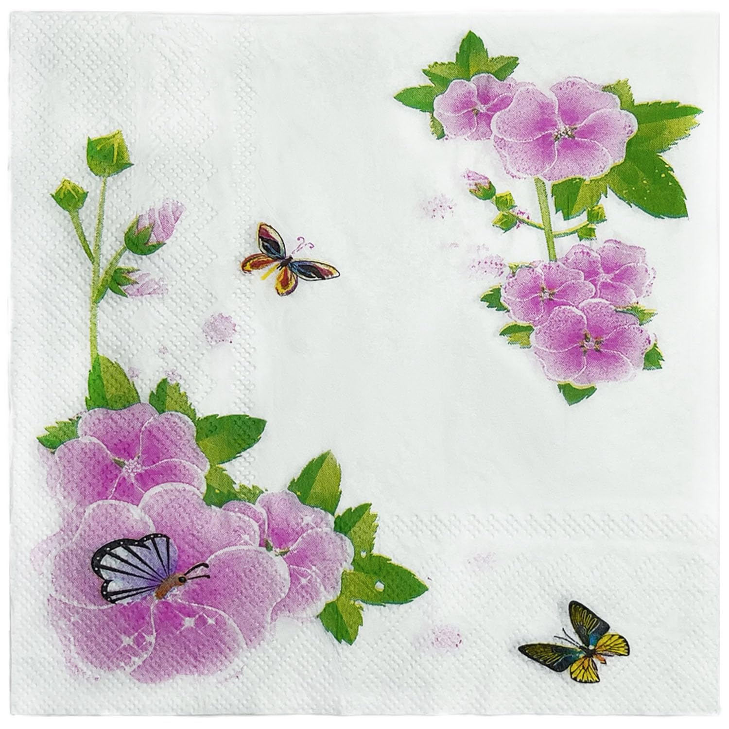 Servilletas Papel Flor Verde Mariposa Desechables Servilletas Decoupage Cocktail Cumpleaños 2 Capas Toilet Papel Higienico Decoración de Mesa para Bodas,Fiesta en el Jardín 30 Paquetes(33x33cm）