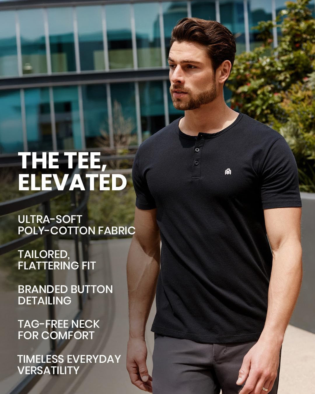 INTO THE AM Henley Shirts for Men S - 4XL Casual Collarless 3-Button Short & Long Sleeve Fitted Modern Fit T-Shirt - Image 4