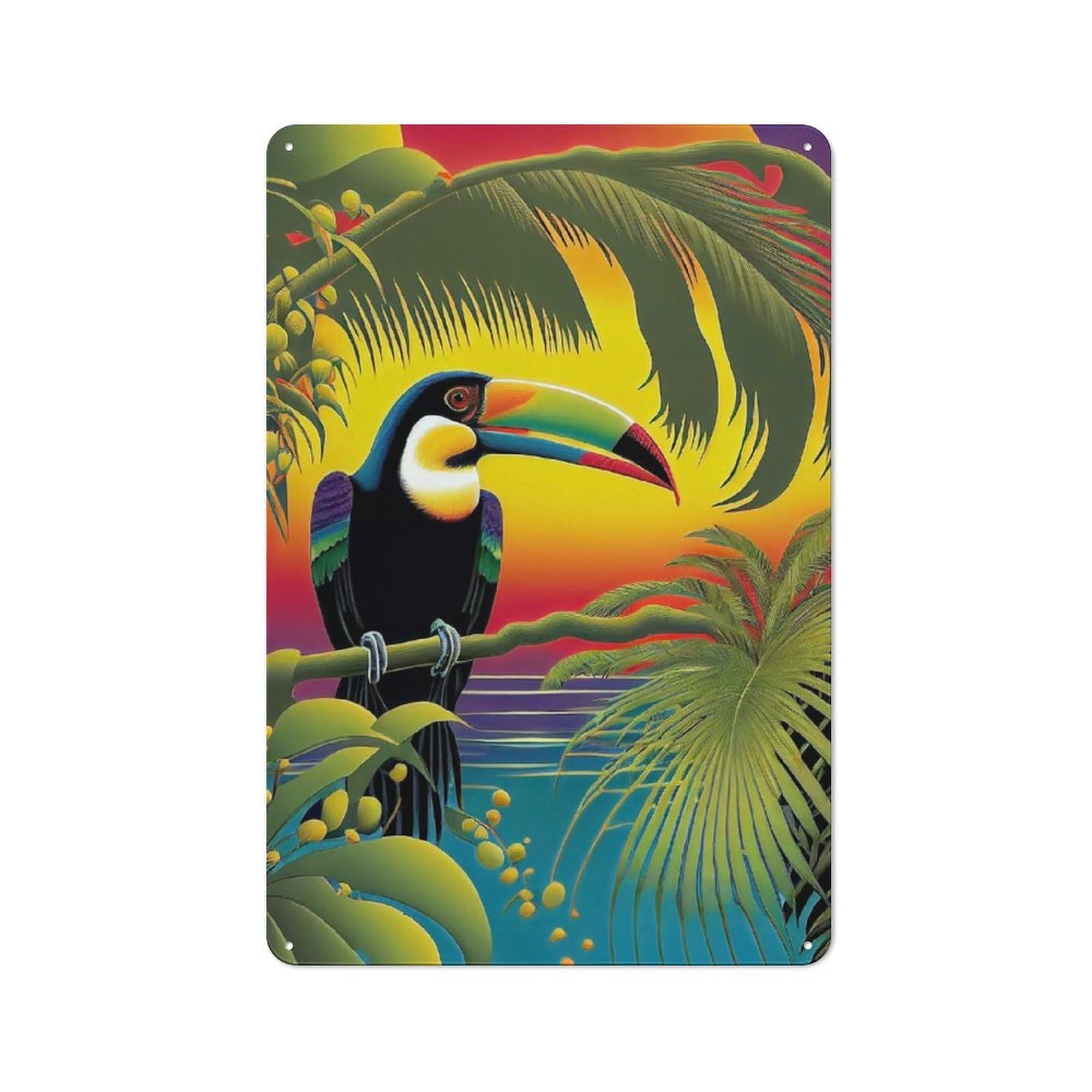 Junmoney Keel Billed Toucan Classic Metal Sign 30X20cm Featuring Bar Wall Plaque For Diner, Restaurant, Shed Or Kitchen