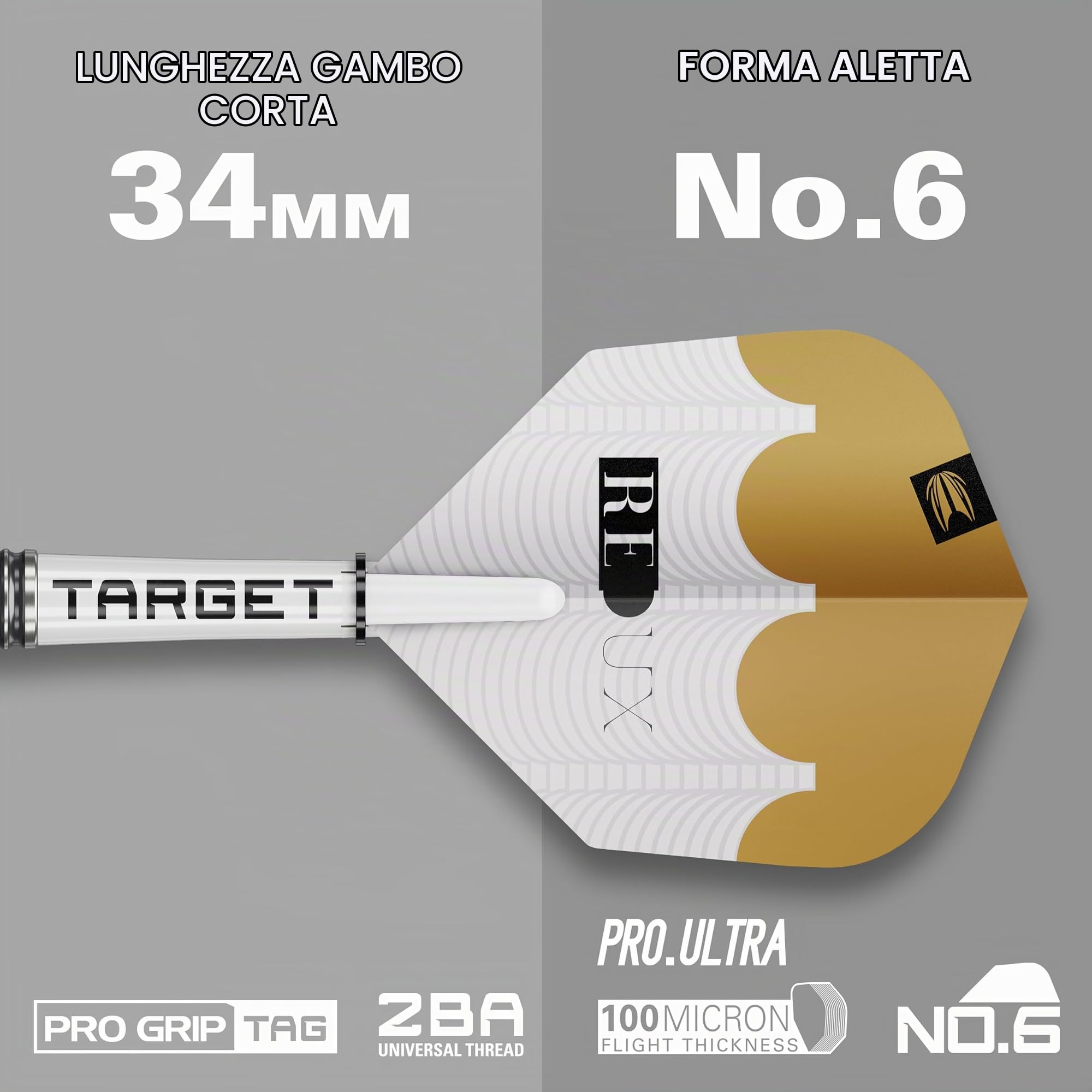 Target Darts Redux Set di Freccette con Punta Morbido (Barile 10), 18G | Freccette al 90% Tungsteno, Alette PRO Ultra N. 6, Aste PRO Grip Tag, Punte Pixel | Set di Freccette Professionali