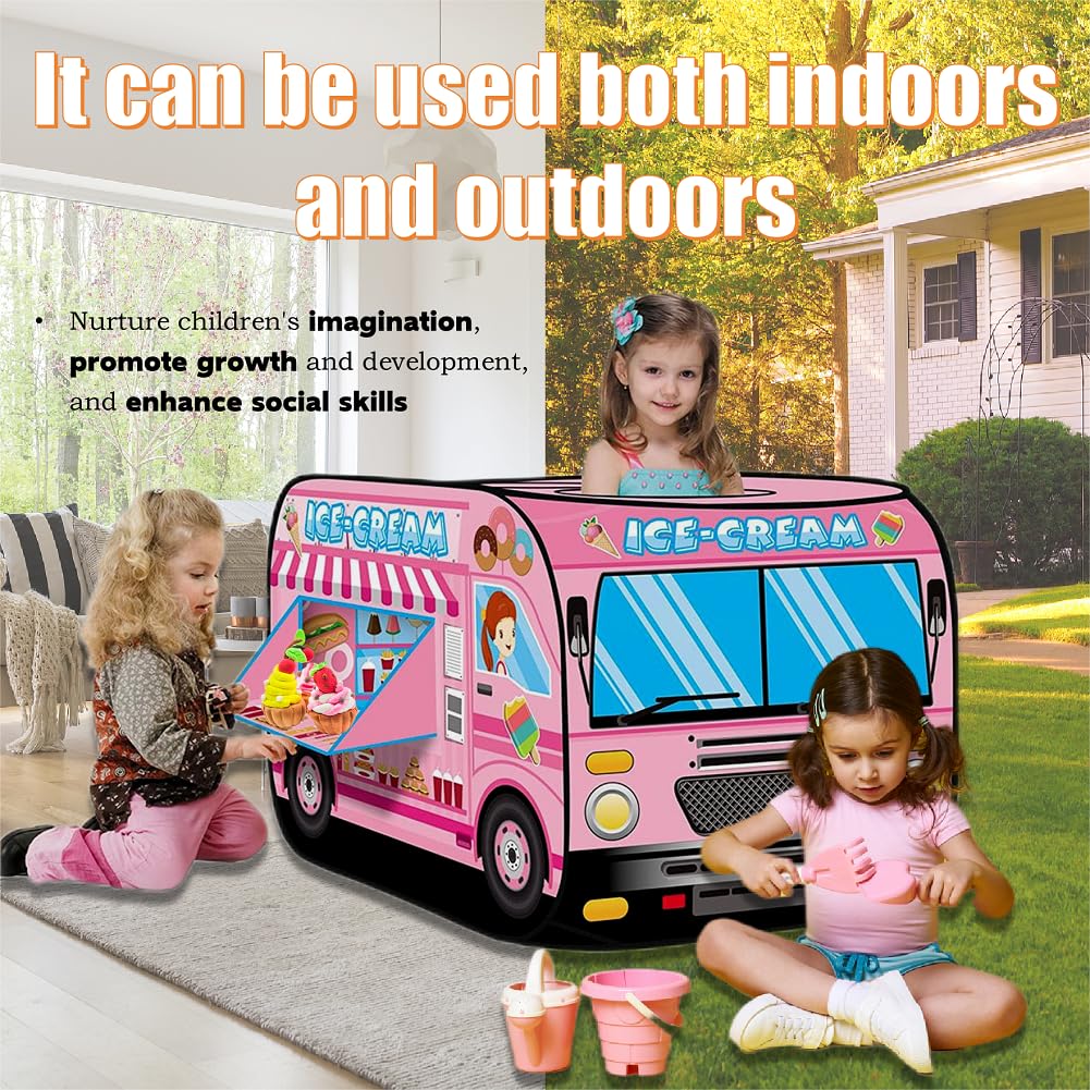 Tienda de campaña desplegable para niños. Tienda de campaña de helados para niños. Tienda de helados grande, fácil de organizar para niños. Carrito de helados para niños. Regalo de cumpleaños para 6