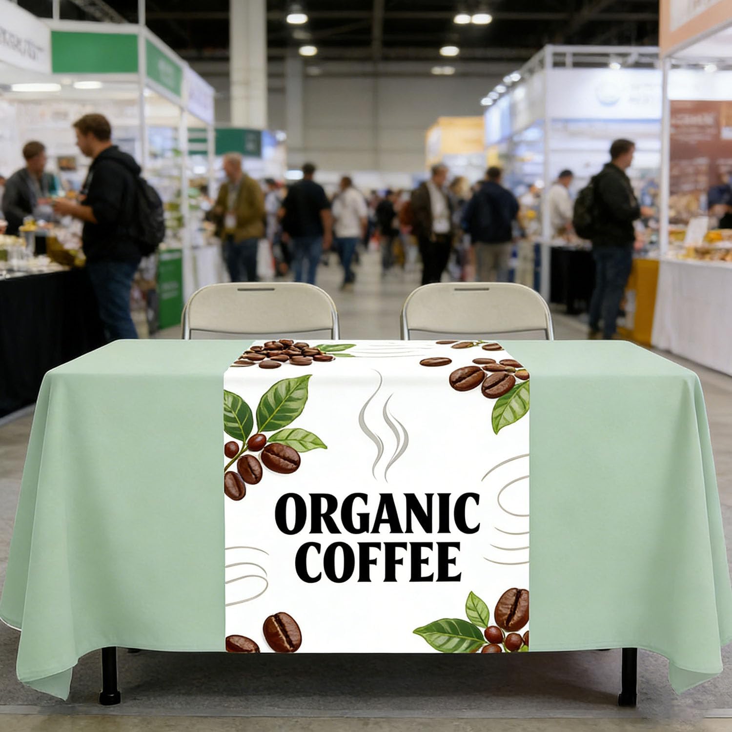 Custom Table Runner with Business Logo, Tradeshow Events, Parties, Promotions, Exhibitions, Proudly Made in USA, Personalized Table Decor and Small Business Essentials (24"x72")