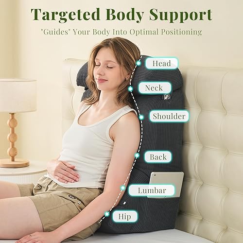 Miniatura 3 de Sasttie Juego de almohadas de cuña, 3 almohadas de lectura para sentarse, almohada de cuña de cama para dormir, después de una cirugía, reflujo