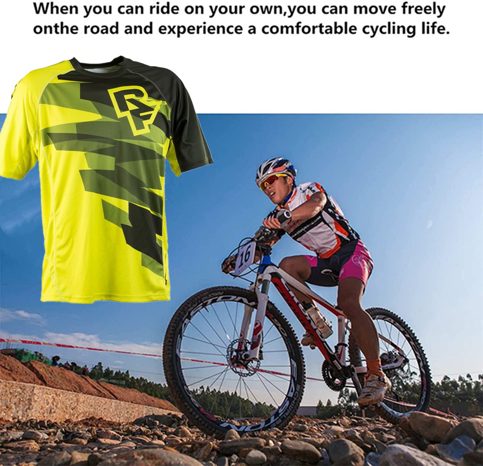 Uomo Magliette da Ciclismo da T-Shirt, Maniche Corte Top Abbigliamento Maglie da Ciclismo, Camicia Mountain Bike/MTB, Traspirante e Assorbente dal Sudore Maglia da Ciclismo Estiva