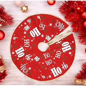 Base Saia Para Árvore De Natal Papai Noel Vermelha 60 Cm (HOHOHO)