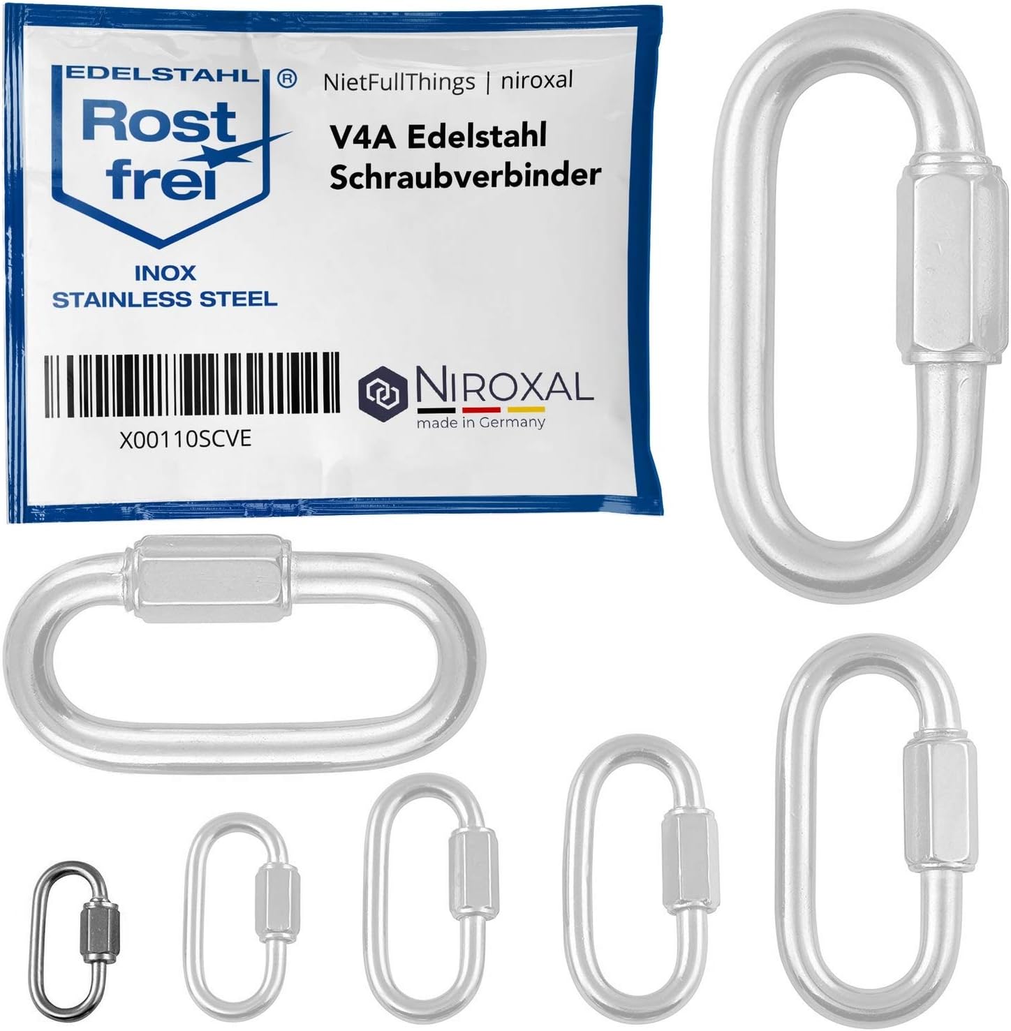 Edelstahlkette 10m 1.5mm - 304 Edelstahl Mit 4 Karabinern, Max. 20kg Belastung