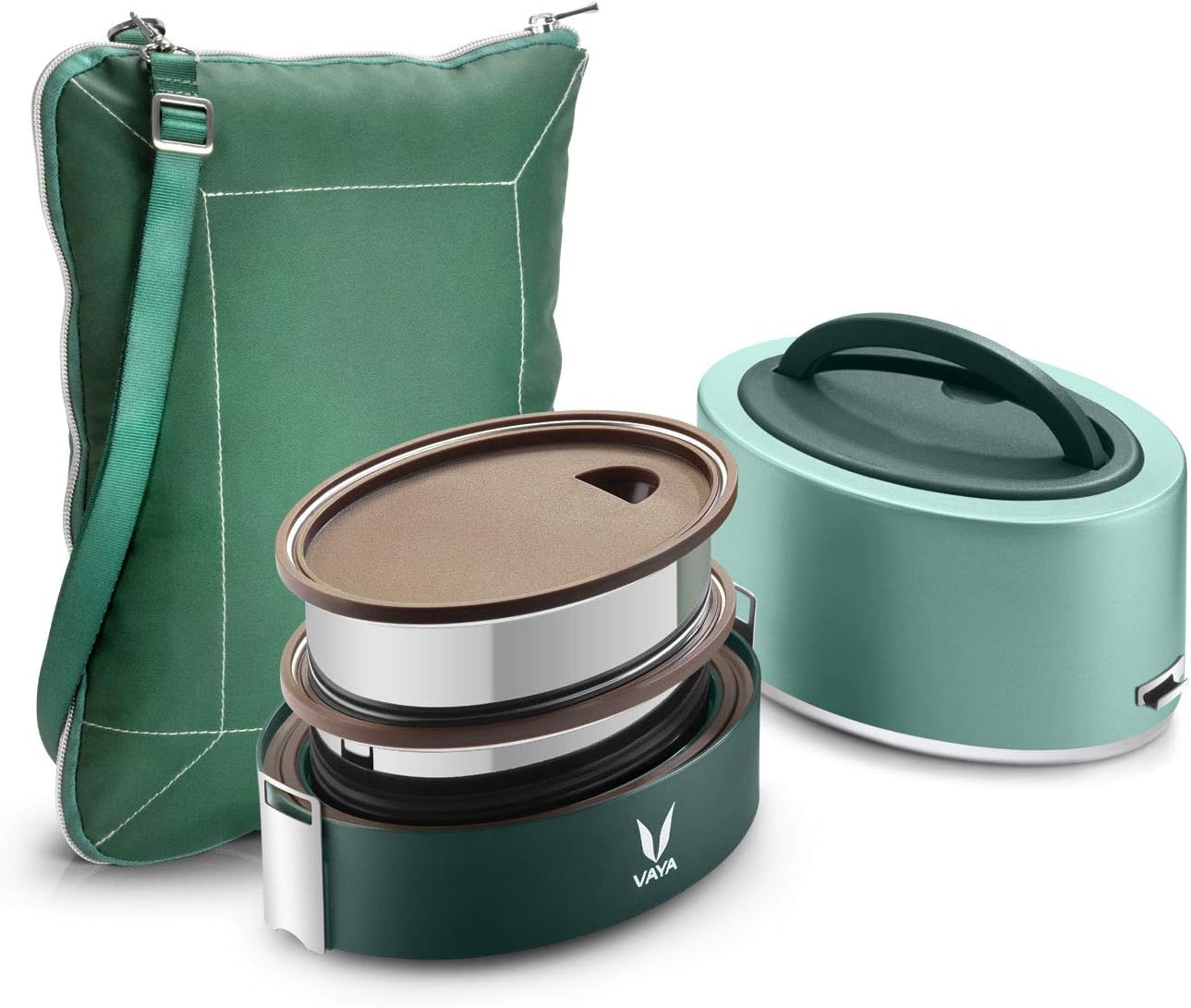 VAYA TYFFYN Green Polished Stainless Steel Lunch Box for Kids with