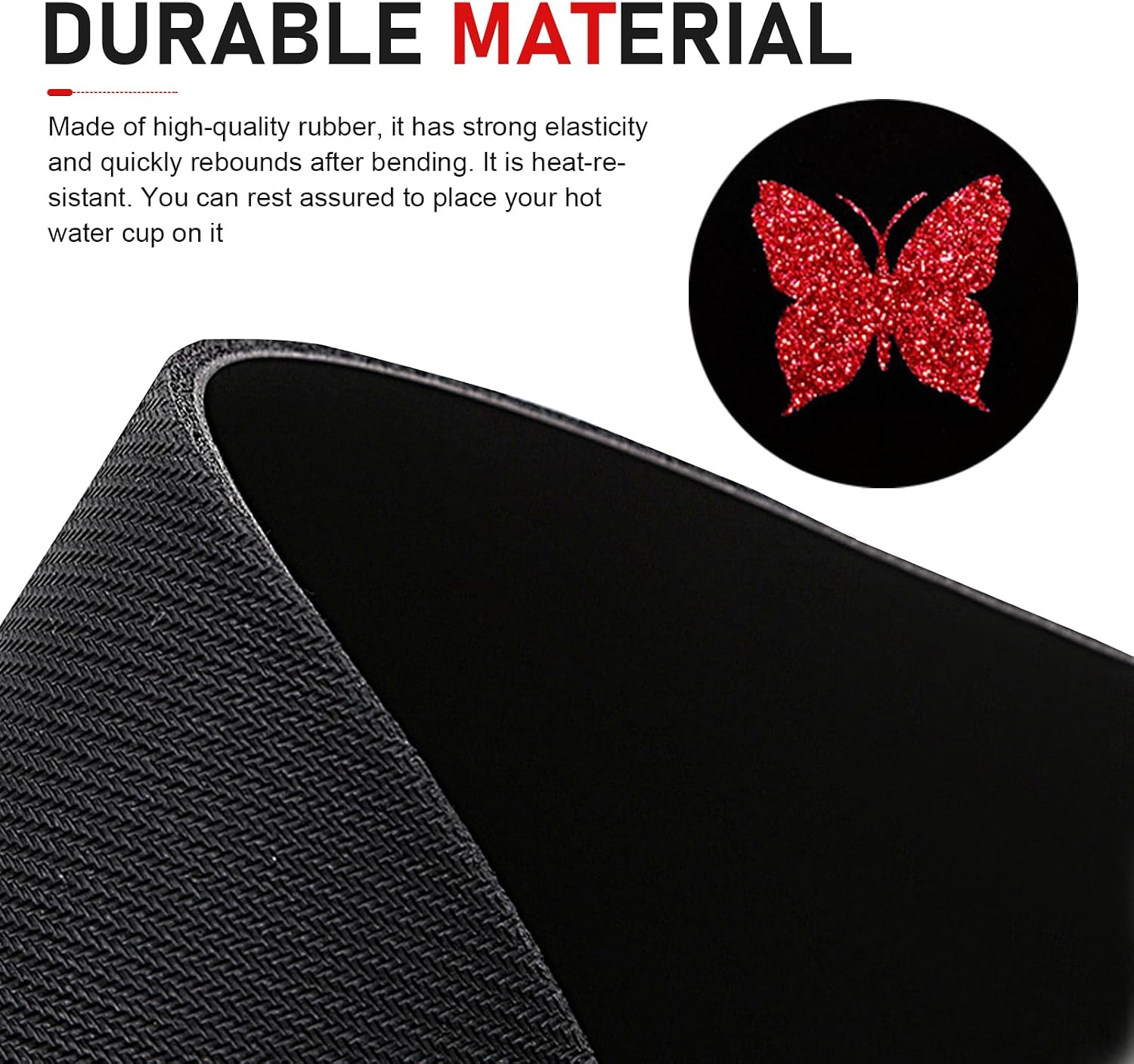 2 PCS Butterfly Car Coasters, Rubber Anti-Slip & Heat-Resistant Car Center Console Cup Coasters, Sparkling Diamond Beverage Mats Interior Decorations for Women, for Most Vehicles (Red) image 3