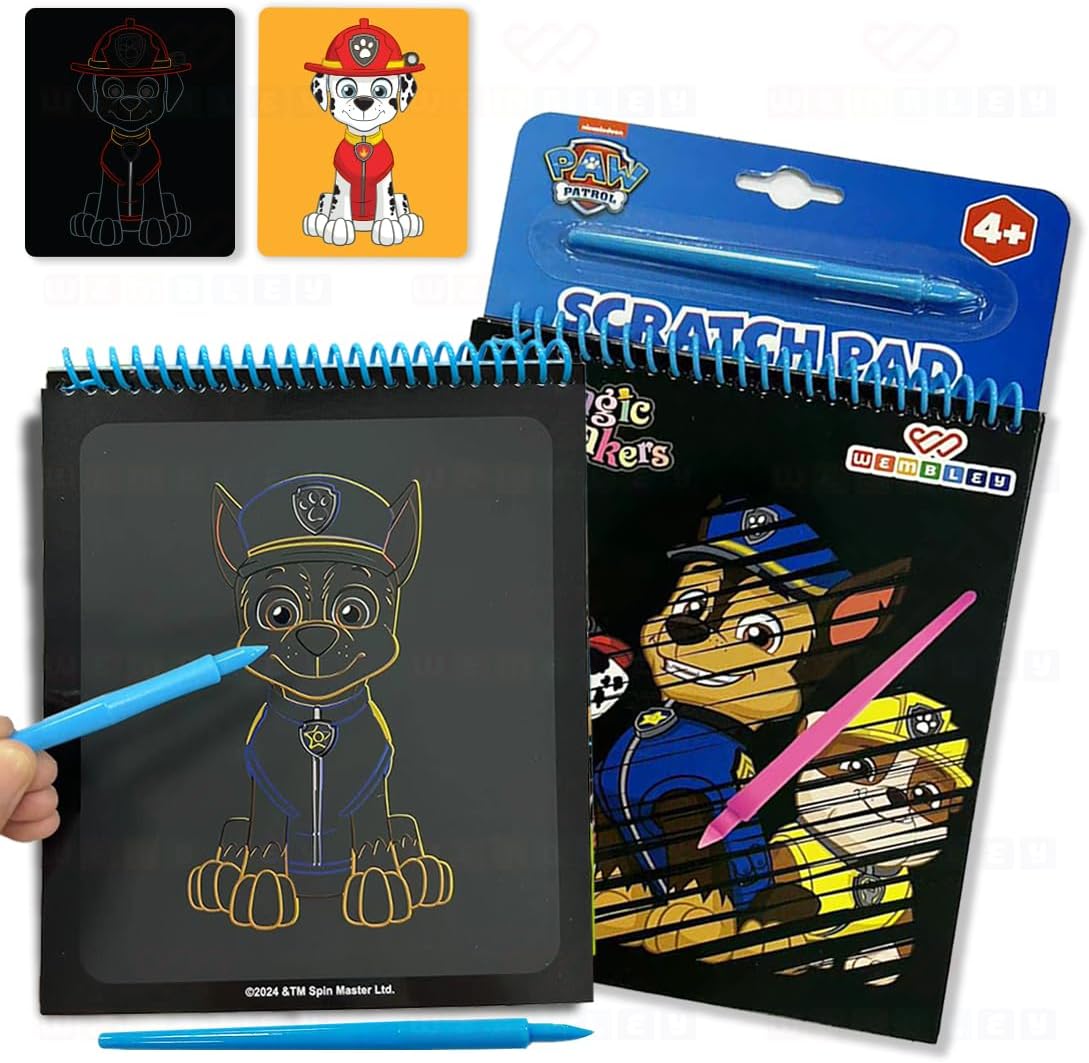 Wembley Paw Patrol Scratch Art Book Notepad with All-in-One Activity Quiz Mag...