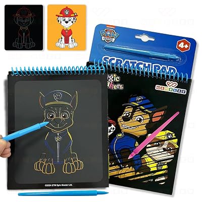 Wembley Paw Patrol Scratch Art Book Notepad with All-in-One Activity Quiz Magical Scratch Pad DIY Book with Pen Gift for