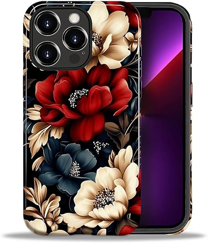 Miniatura 34 de Funda para iPhone 11, carcasa dura a prueba de golpes + silicona suave 2 en 1 híbrida, parachoques a prueba de caídas - Vidrio manchado con flores
