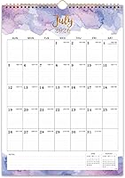 Indeme 2026-2027 Wall Calendar July 2026-June 2027 12x17 Inch Twin-Wire Hanging Hook Ruled Blocks Julian Dates Colorful Waterink