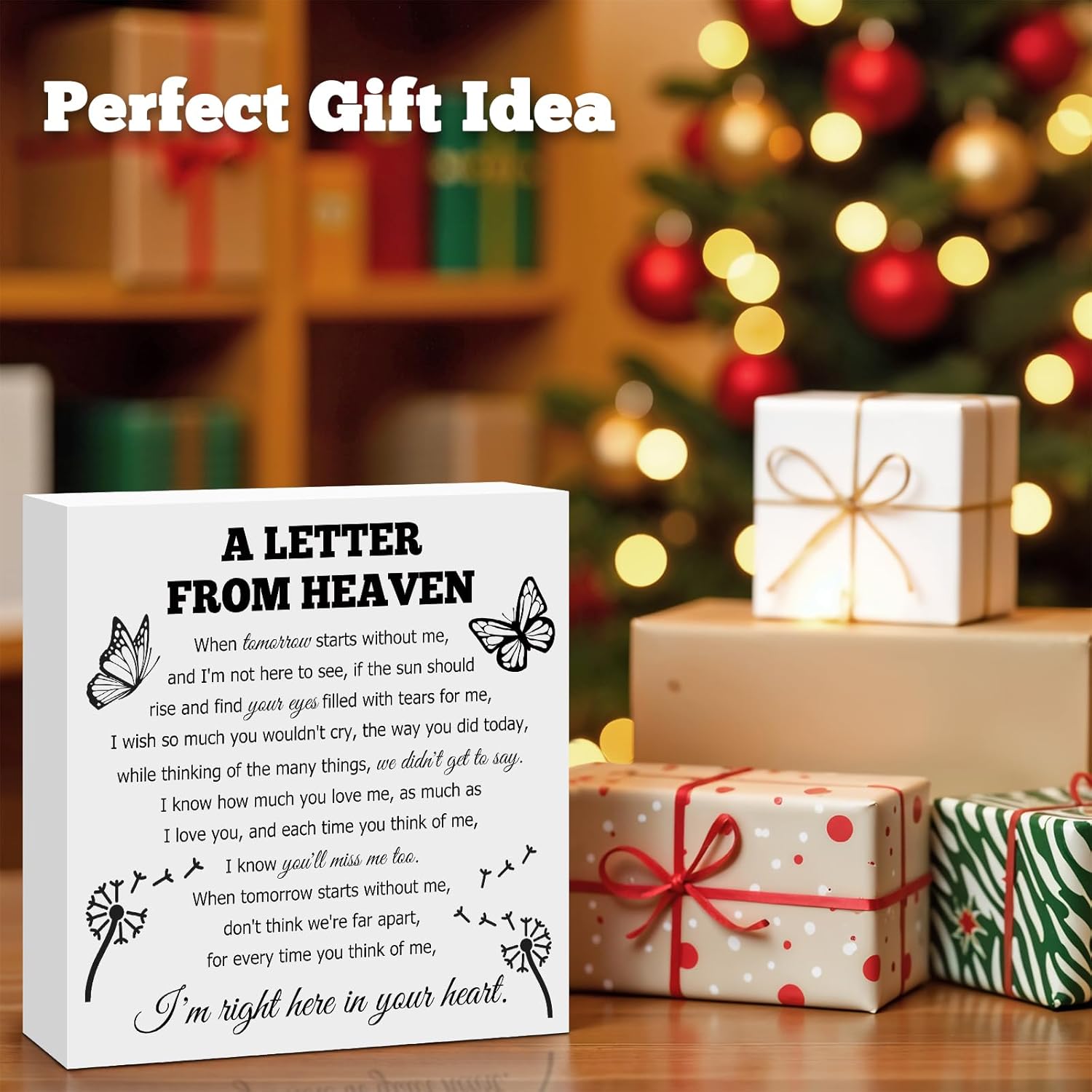 Bereavement Gift Wooden Block Sign Sympathy Memorial Gift for Loss of Mom Dad Grandma Grandpa Husband Wife Sister Brother Condolence Remembrance Table Decor Desk Decor Sign - Image 7