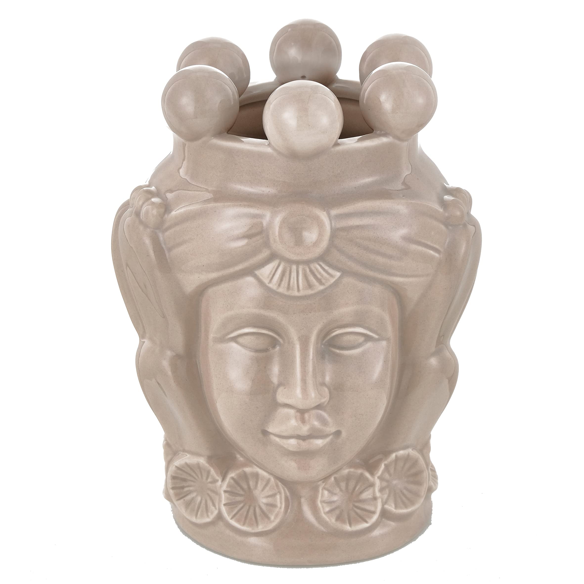 Testa Di Moro Siciliana In Porcellana | Vaso Decorativo 18x22x31 Cm | Soprammobile Stile Caltagirone - Foto 5