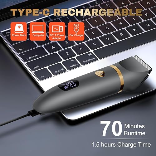 Miniatura 6 de Afeitadora de bolas para hombres, recortadora de pelo corporal multifunción 3 en 1 y afeitadora púbica con cuchillas de titanio (sin níqueles),