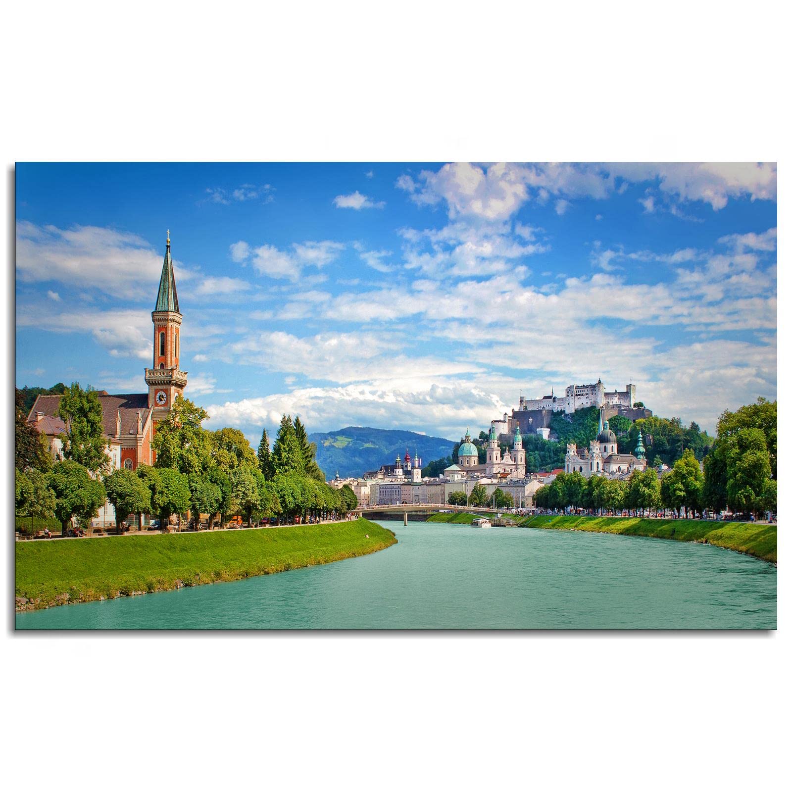 Canvas Wall Art Austria Salzburg Landscape Prints Posters Pictures Printing Living Room Bedroom Office Decor Unframed 36"x20"