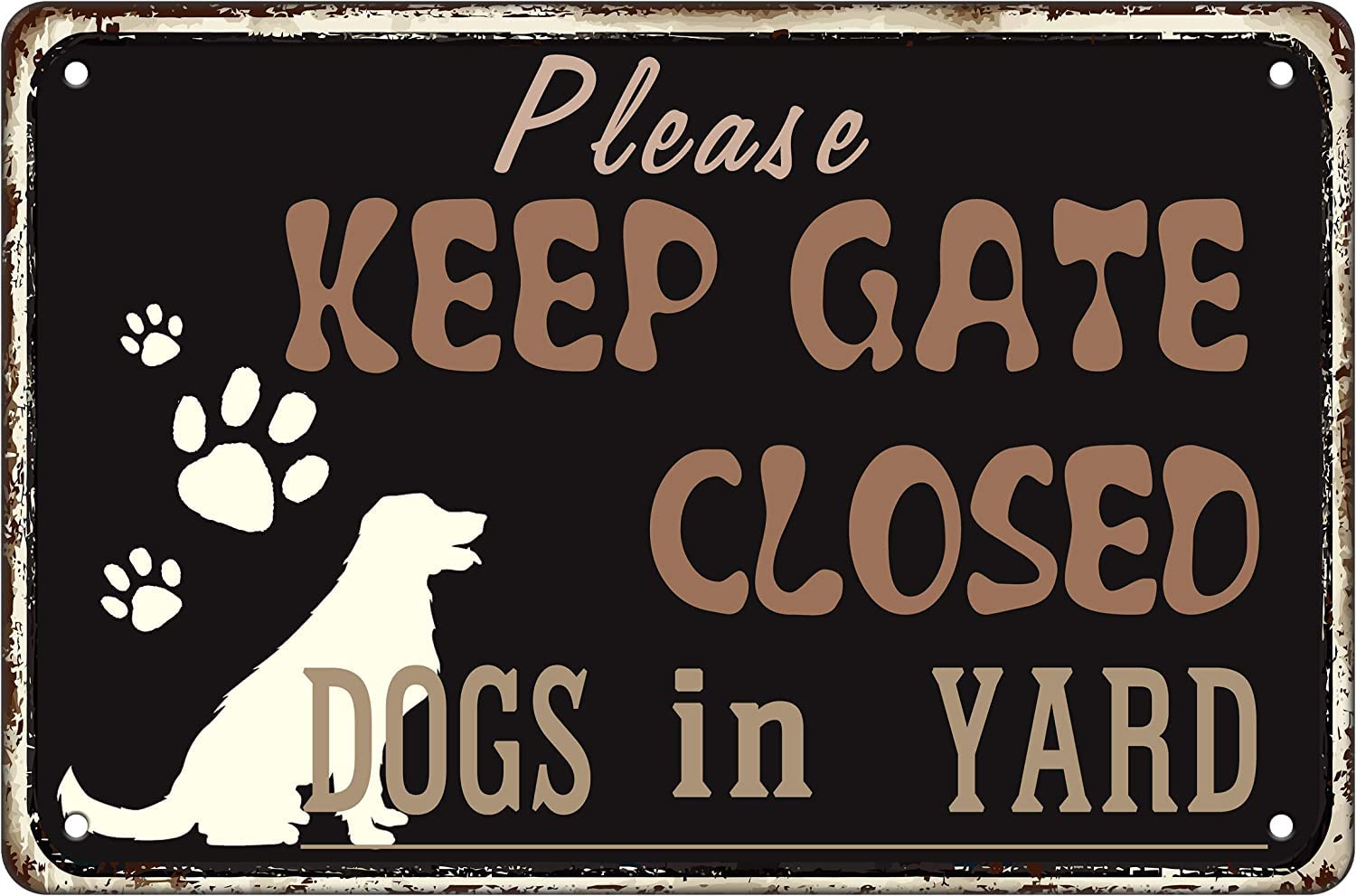 rayprint Dog Metal Tin Sign Please Keep Gate Closed Dogs in Yard Retro Poster for Lawn Garden Yard Farm Ranch Iron Mesh Fence Door 12x16 Inch