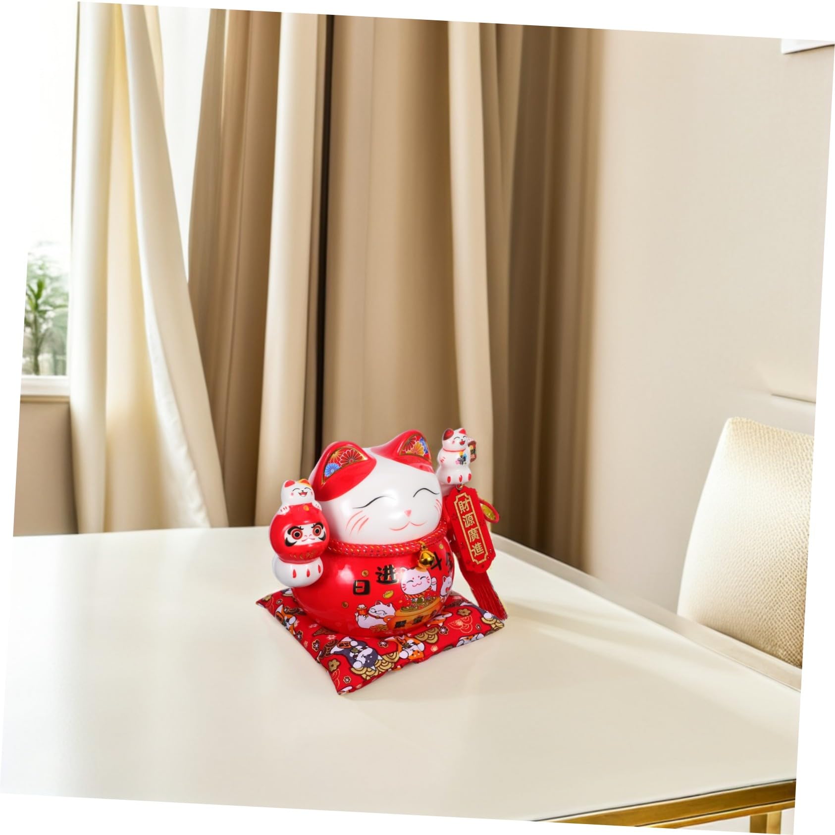 TOPBATHY Keramik-spardose in Form Einer Katze Traditionelle Maneki Neko Figur als Heimdekoration und Geldsparer Chinesisches Ornament für Tischdekoration