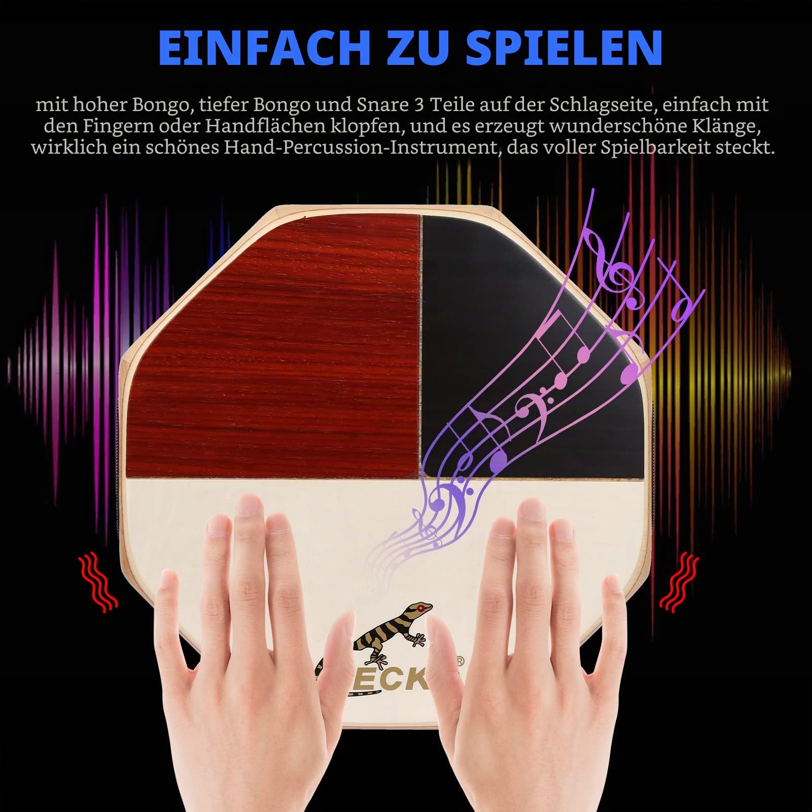 Btuty Cajon Hand Drum Cajon Drum Percussion Instrument mit Tragetasche für Reisen Camping