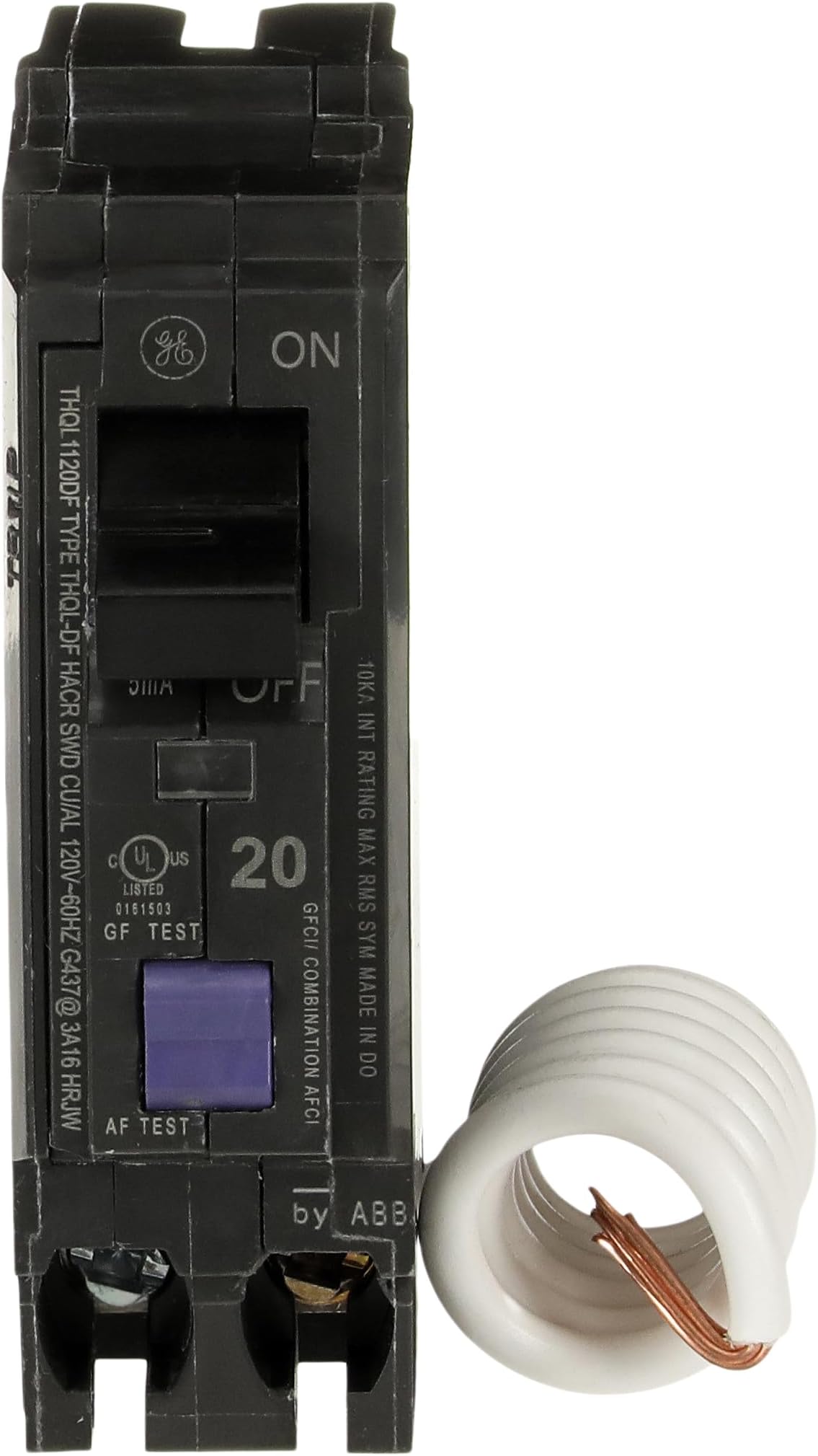 Q-Line® THQL1120DFP 20A Dual Function AFCI/GFCI Circuit Breaker • 20 Amp Single Pole 120 VAC Breaker • Arc Fault Circuit Interrupter & Ground Fault Circuit Interrupter • Plug-in Mount Type