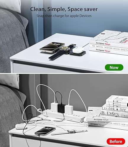 Miniatura 2 de Cargador inalámbrico magnético, estación de carga inalámbrica plegable 3 en 1, soporte de cargador inalámbrico rápido para iPhone 15 14 13 12 Pro