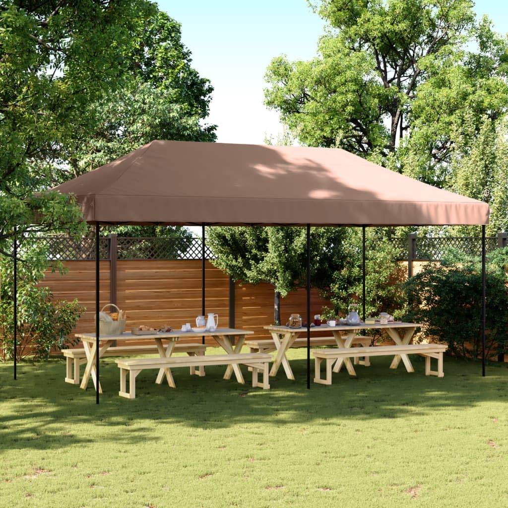Carpa plegable para fiestas, color marrón, 580 x 292 x 315 cm, con estructura de acero y tela Oxford, impermeable, para bodas, camping, barbacoas, terrazas, celebraciones, puestos de mercado