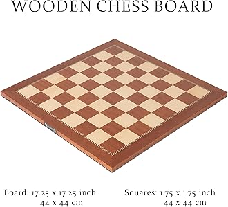 A&A 17.25" Professional Wooden Chess Board with Storage Bag/Mahogany & Maple Inlaid / 1.75" Squares w/o Notation