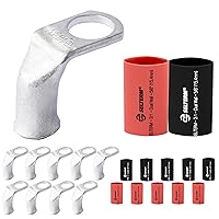 Vista 238 de SELTERM 25 piezas de lengüetas de cable de batería de cobre estañado de grado marino de 2/0 AWG de 3/8 pulgadas, terminales de anillo de calibre 00