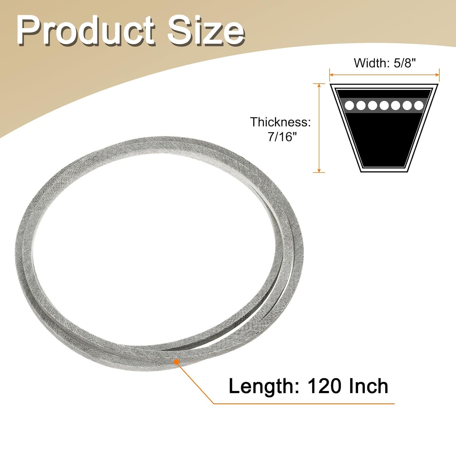 uxcell 5LK1200 Cord Grey Color, 5/8" x 120" Cord for AYP 532083691 Mower Deck Belt