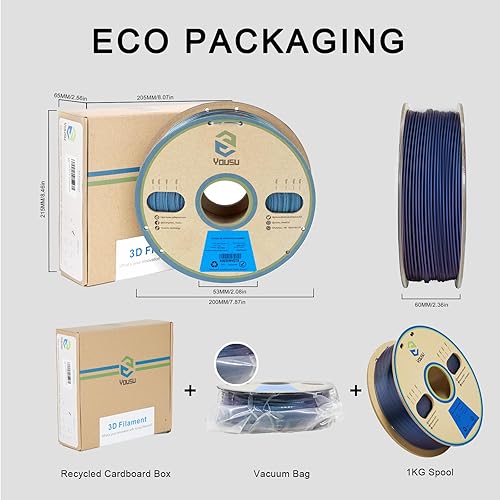 Miniatura 7 de YOUSU Filamento de ácido poliláctico (PLA) para impresora 3D de 0.069 pulgadas (0.069 in), serie camaleón, filamento negro de 2.2 libras (2.2 lbs).