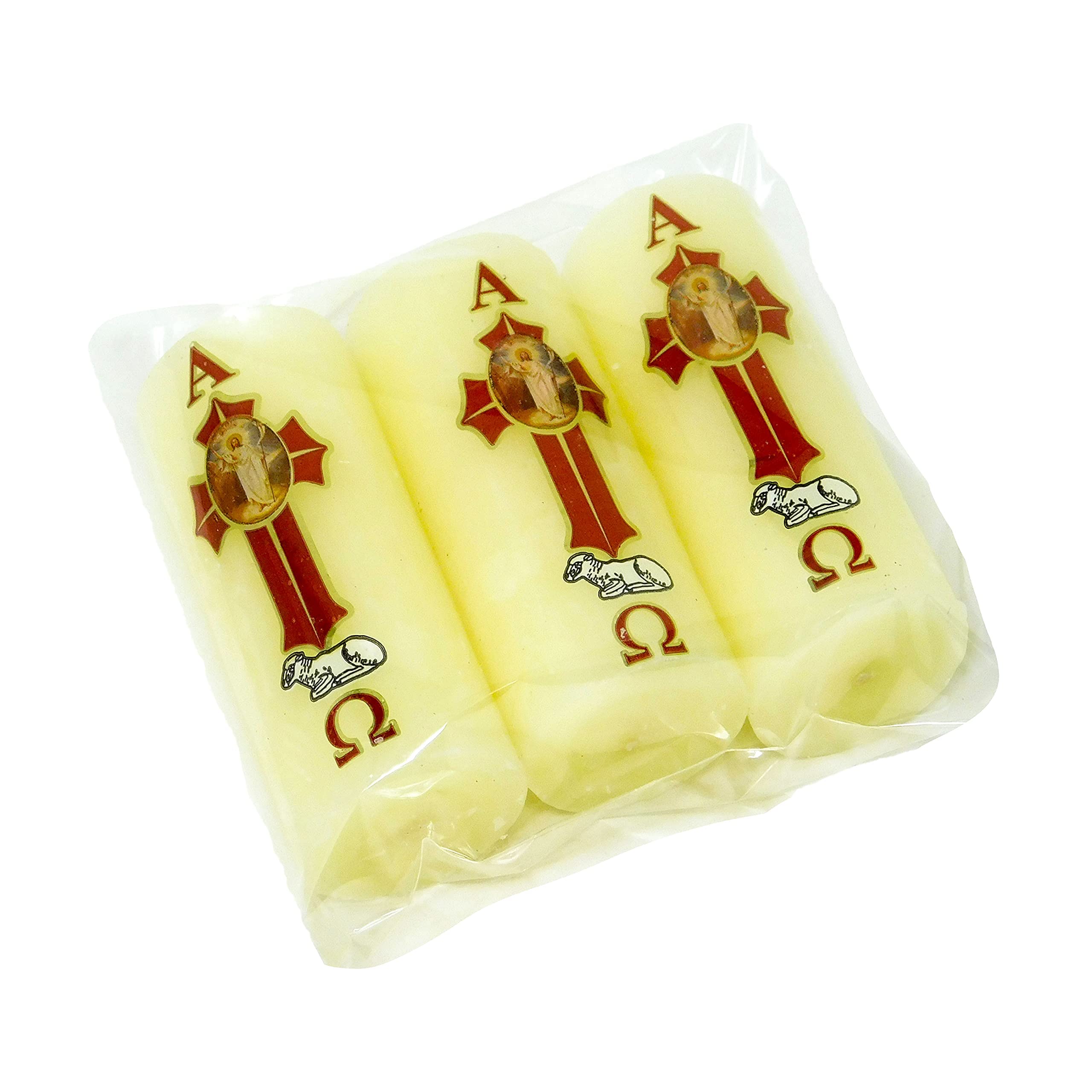 Paschal Candle, 3 Pack, Yellow Wax, 3 Inch Tall #VM-75014