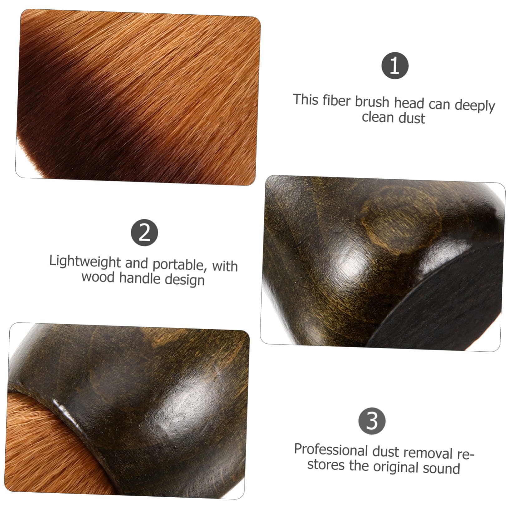 FOMIYES Vinyl Record Cleaning Brush Static Multi Use Brush with Wooden Handle for Deep Dust Removal and Sound Quality Restoration for Vinyl Albums and Record Players