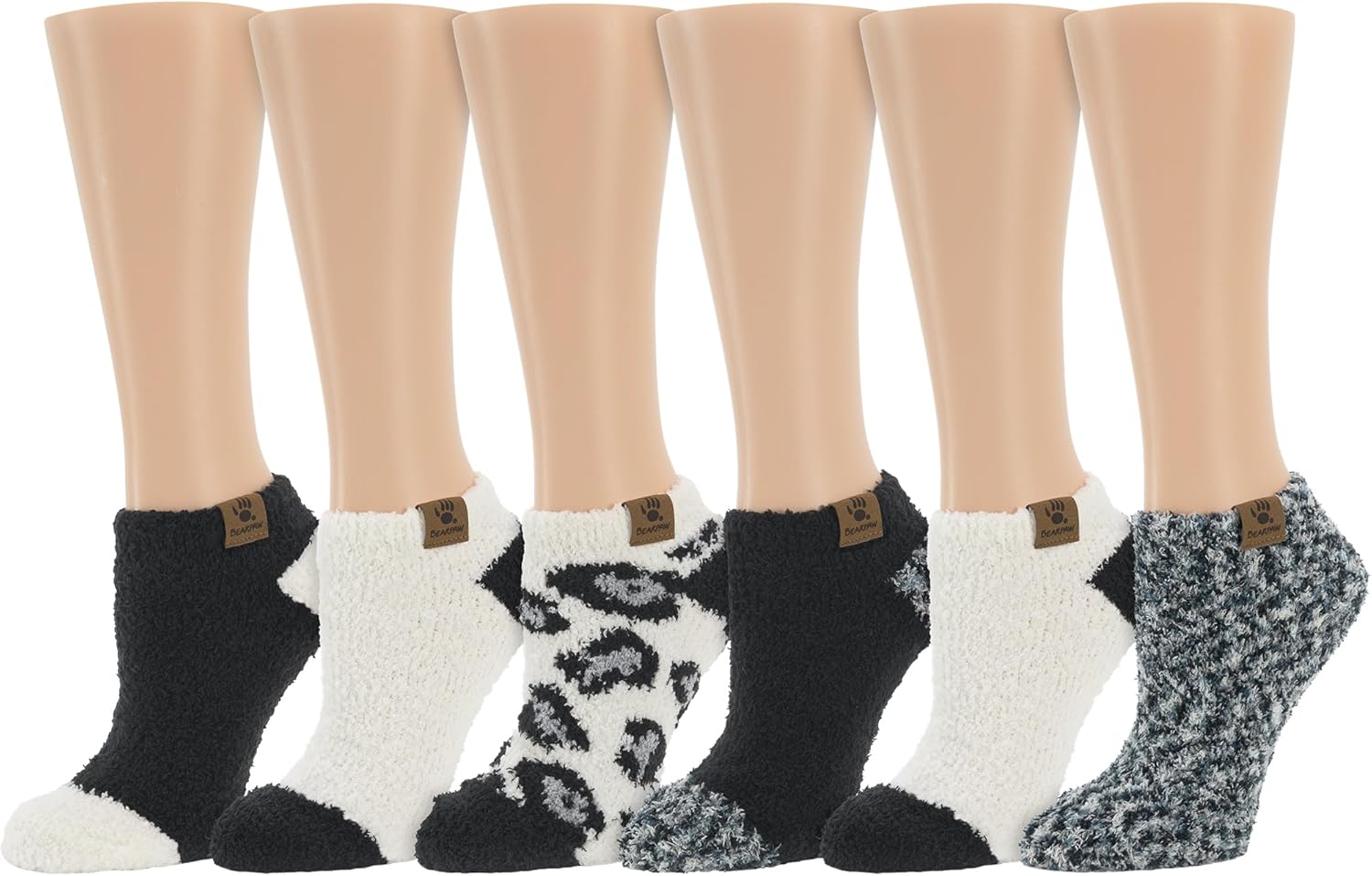 BEARPAW Ladies 6 Pair Pack Cozy Super Soft Warm Lounge Socks Multi Color Patterned Ankle and Low Cut Packs