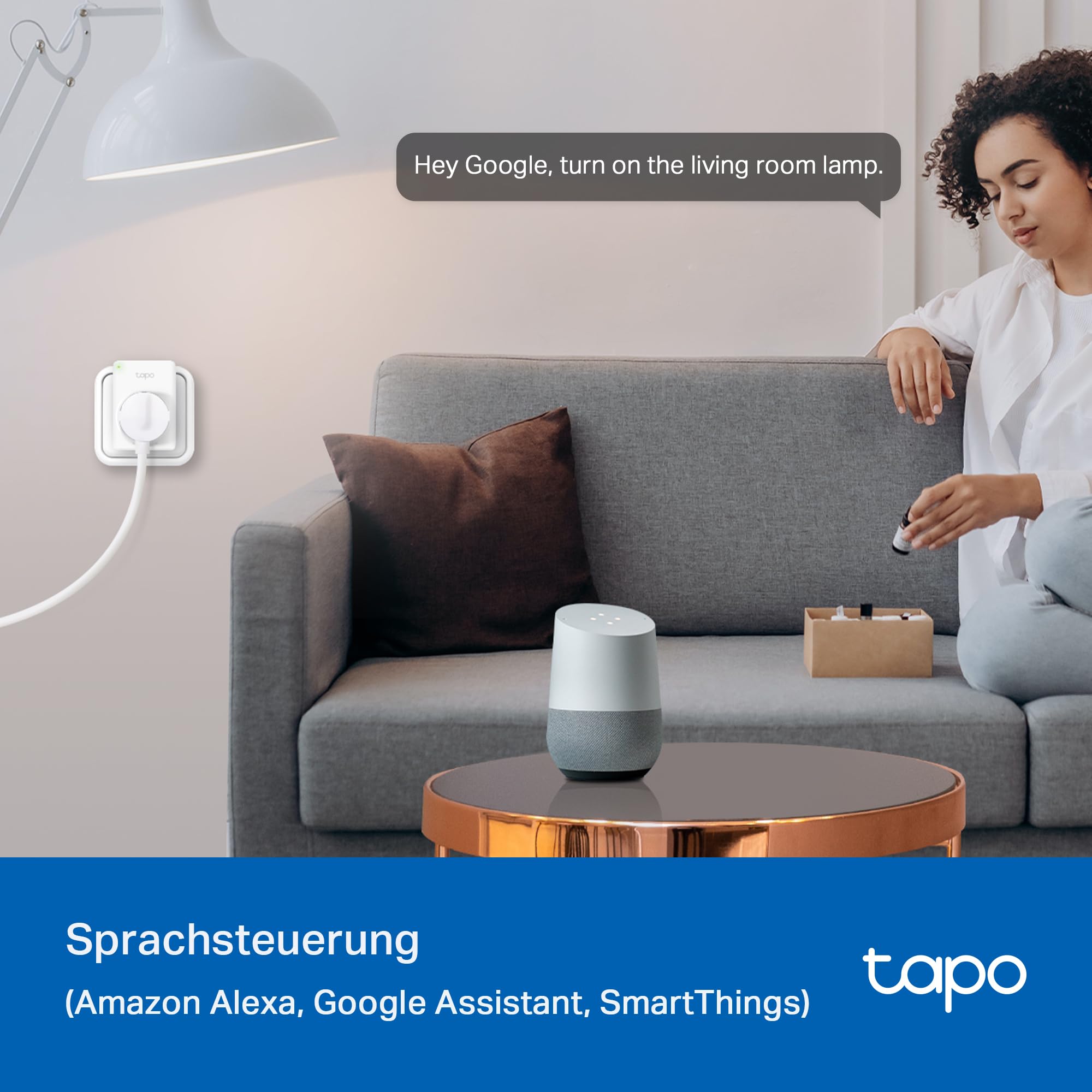 TP-Link Tapo Smart WLAN Steckdose Tapo P110 mit Energieverbrauchskontrolle, Smart Home Alexa Steckdose, funktioniert mit Alexa, Google Home, Sprachsteuerung, Fernzugriff, Kein Hub notwendig, Mini