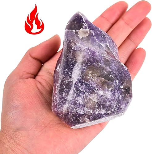 Miniatura 4 de AMOYSTONE Cristales de lepidolita morada en forma de llama, piedra energética, meditación curativa, decoración del hogar, 1.0-1.5 libras