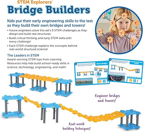 Miniatura 4 de Learning Resources STEM Explorers Bridge Builders - Juguetes y kits STEM para niños a partir de 5 años, juegos de aprendizaje STEM, rellenos de