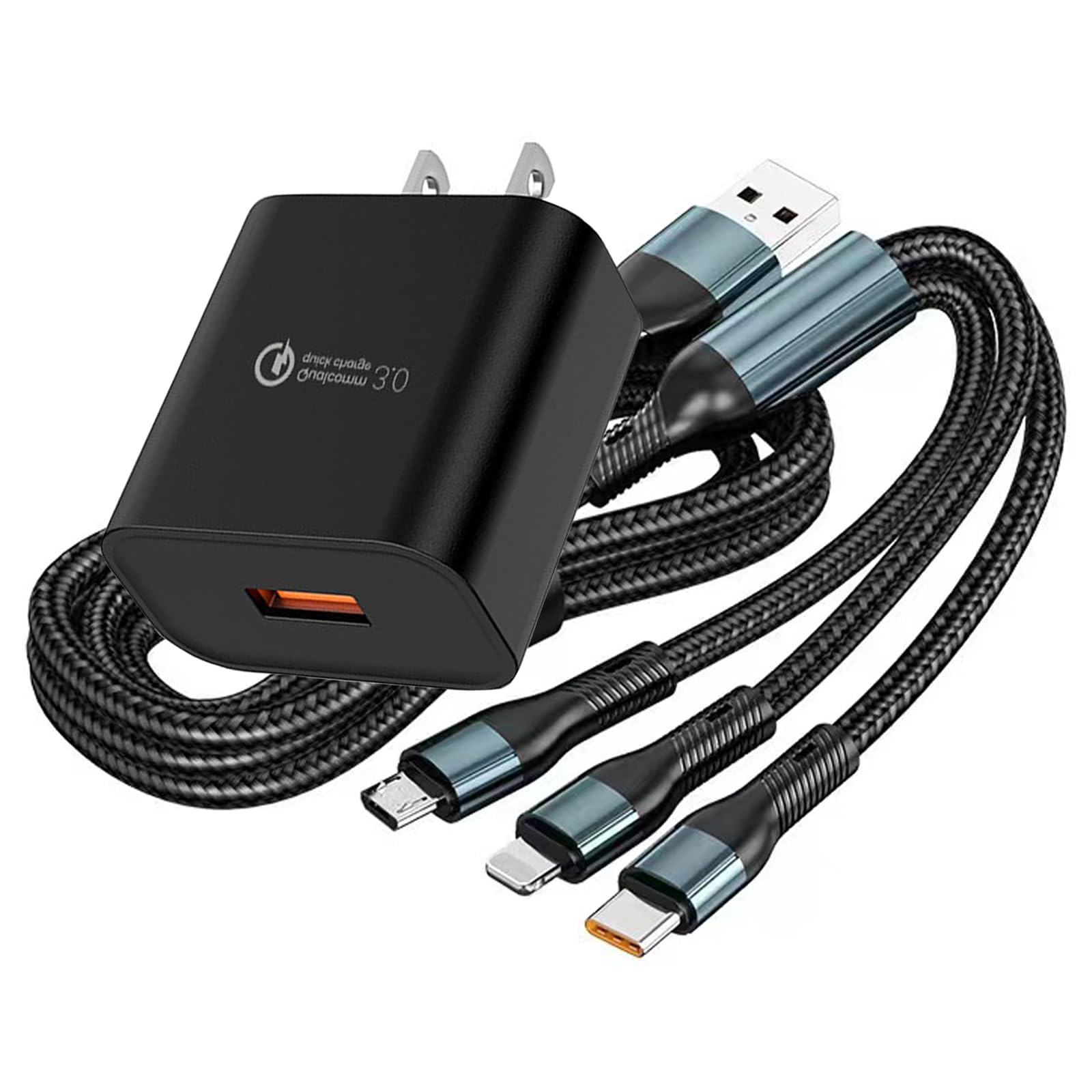 Replacement 3-in-1 USB Charging Cable Compatible with Beats Fit Pro, Studio 2 3, Solo 2 3, Powerbeats 2 3, BeatsX, Flex, Pill+ 2.0, and More