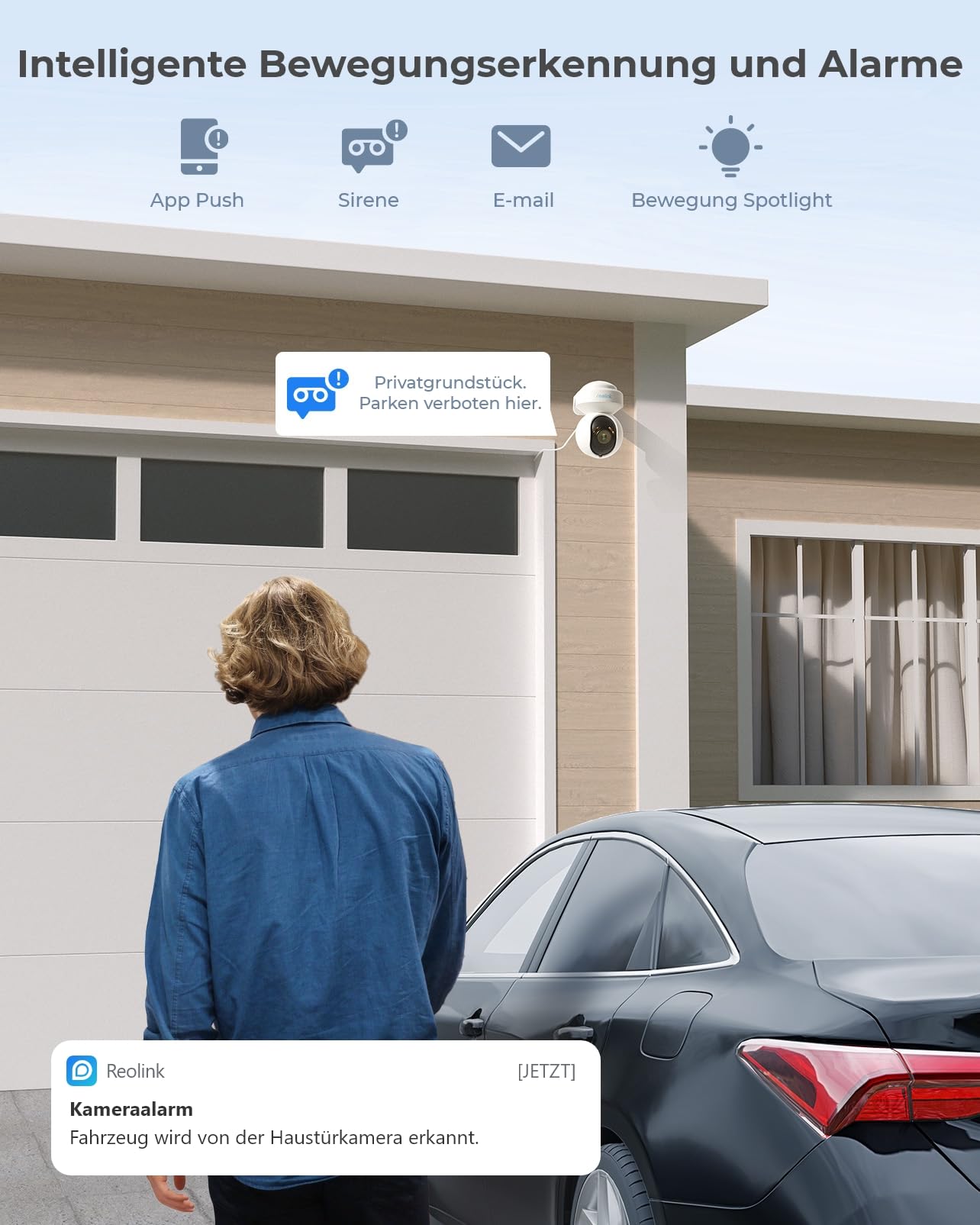 Reolink 5MP PTZ Überwachungskamera Aussen,3X Optischer Zoom, 2,4/5GHz WLAN Kamera Outdoor mit Personen-/Fahrzeugerkennung, Automatischer Verfolgung, 2-Wege-Audio, E1 Outdoor (Generalüberholt)