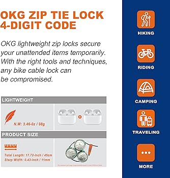Amazon.com: OKG 4-Digit Combination Zip Tie Lock - Anti Amazon.com: OKG 4-Digit Combination Zip Tie Lock - Anti