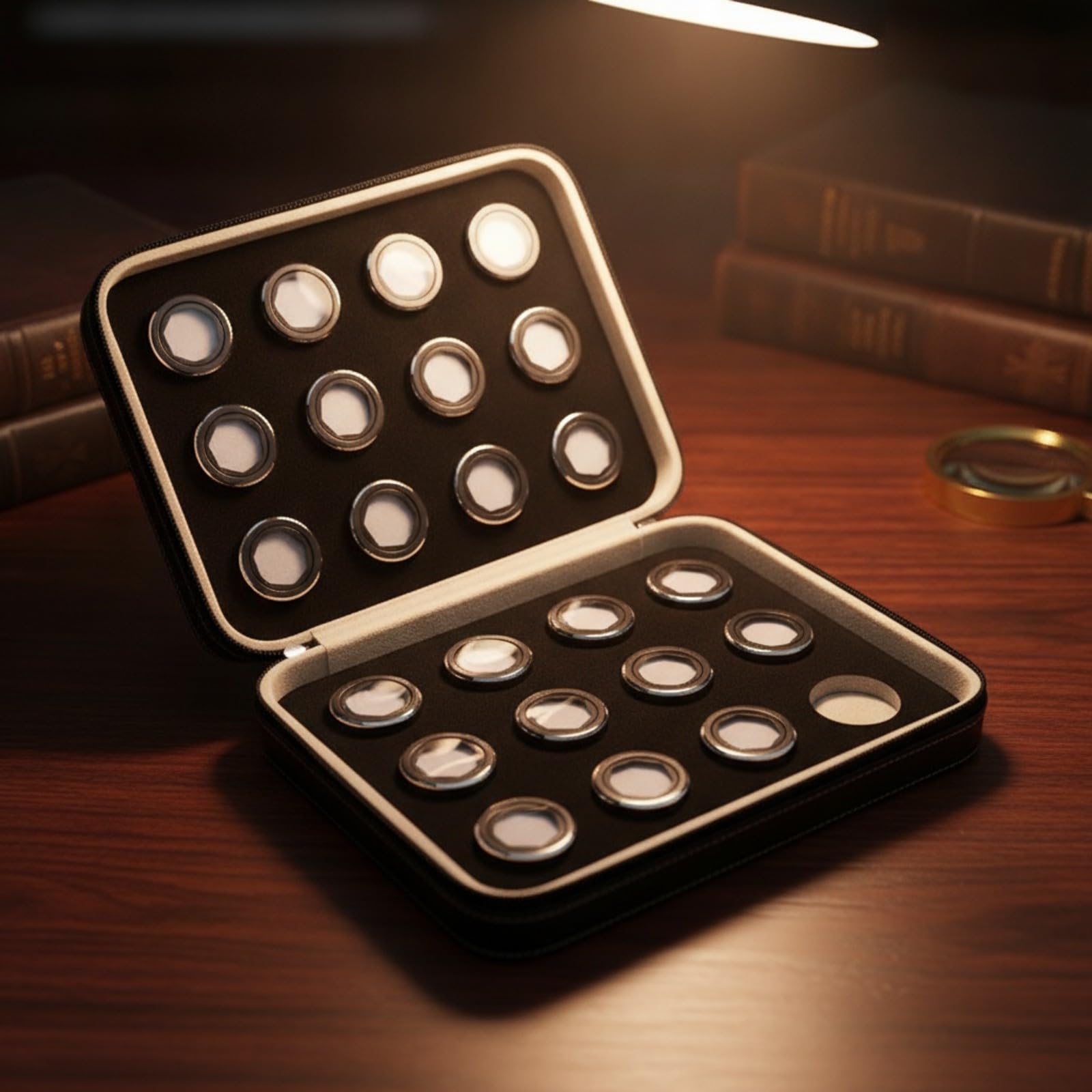 24 Piezas Caja Compartimentos, Negro, Redondo