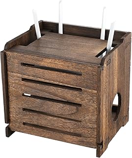 Wooden Router Shelf Wall Mount WiFi Router Storage Box Modem Cable Router Cover Organized Power Strip Cable Management Hider Rack Need Assembly 11.4" W x 9.4" H x 9.1" D
