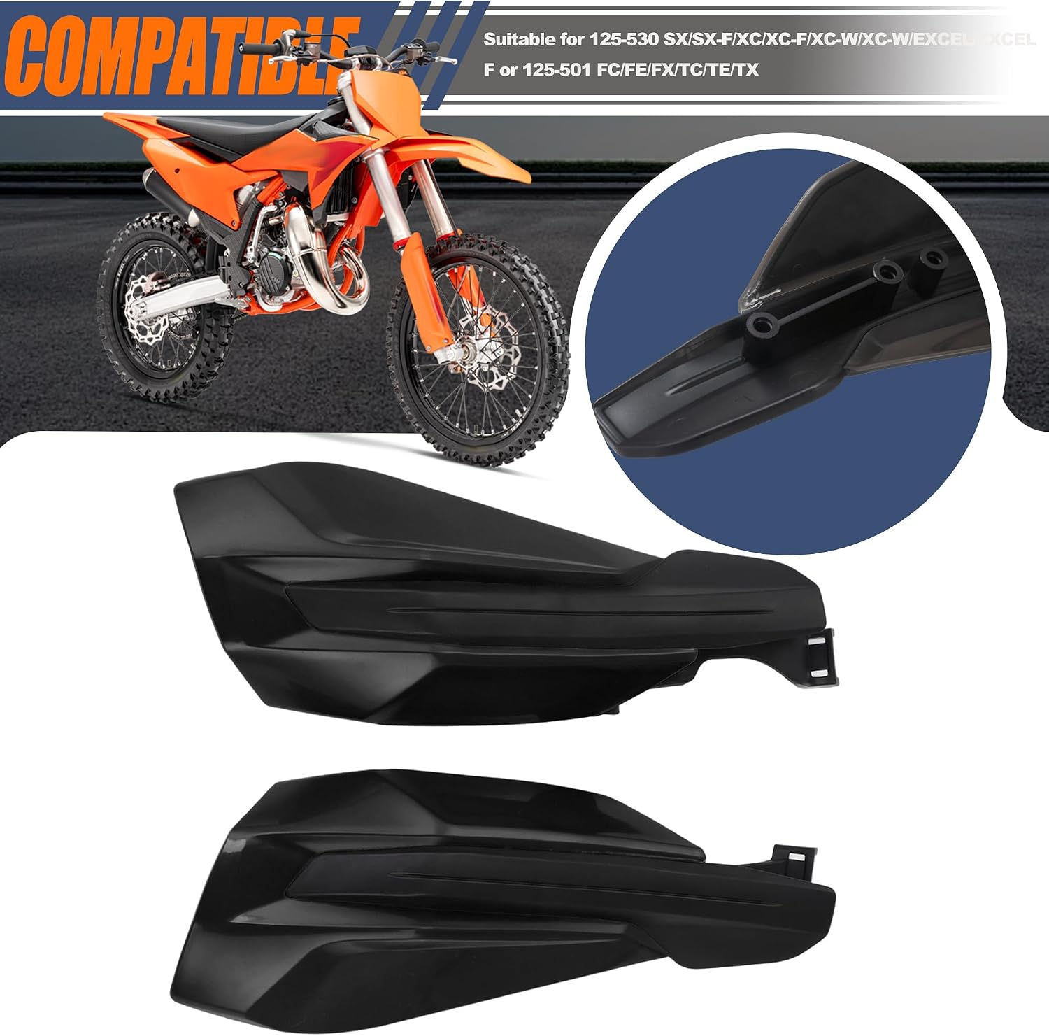 Dirt Bike Handguards,Motorcycle Handle Protector Compatible with Universal EXC XC SX SXF XCF XC-W TPI 125-500-Black